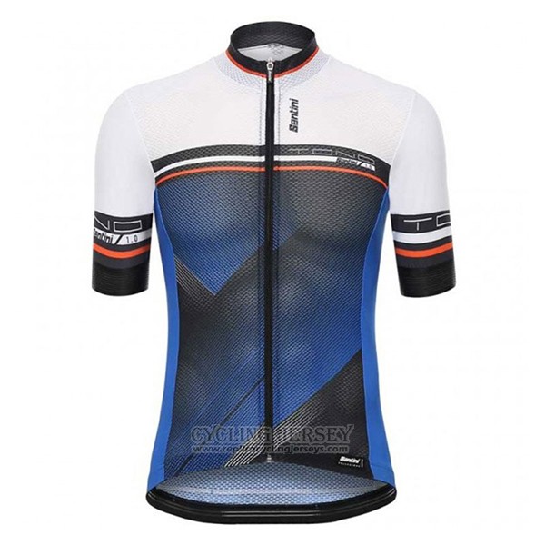 2017 Cycling Jersey Santini Tono Blue and White Short Sleeve and Bib Short