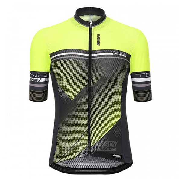2017 Cycling Jersey Santini Tono Green and Black Short Sleeve and Bib Short