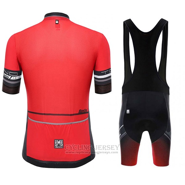 2017 Cycling Jersey Santini Tono Red and Black Short Sleeve and Bib Short