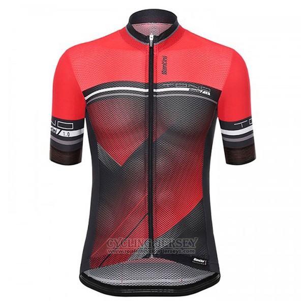 2017 Cycling Jersey Santini Tono Red and Black Short Sleeve and Bib Short