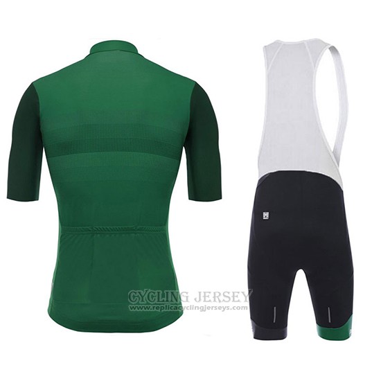 2018 Cycling Jersey Santini Crowin Green and Black Short Sleeve and Bib Short