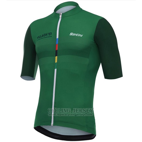 2018 Cycling Jersey Santini Crowin Green and Black Short Sleeve and Bib Short