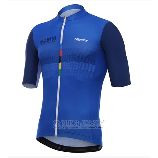 2018 Cycling Jersey Santini Dama Blue and Black Short Sleeve and Bib Short