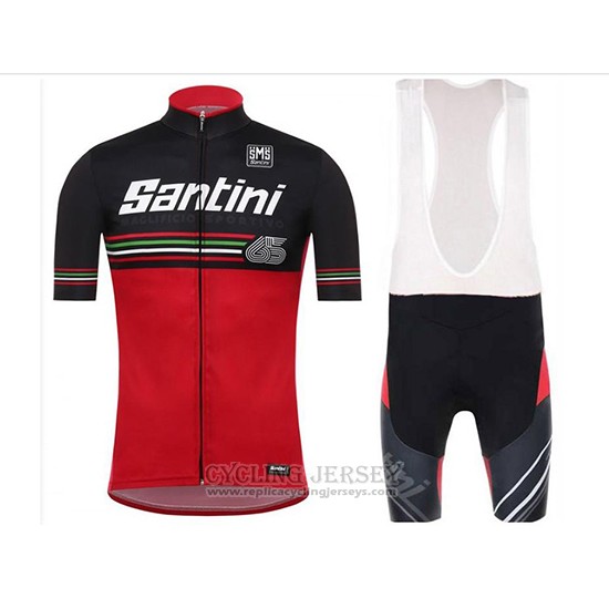 2018 Cycling Jersey Santini Red Black Short Sleeve and Bib Short