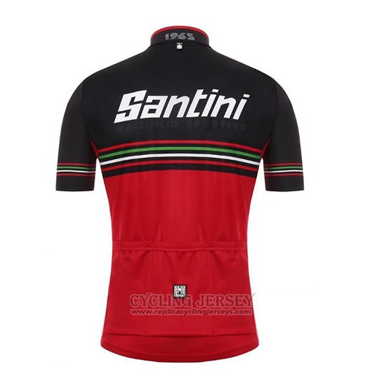 2018 Cycling Jersey Santini Red Black Short Sleeve and Bib Short
