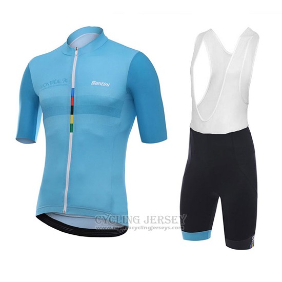 2018 Cycling Jersey Santini Skull Blue Short Sleeve and Bib Short