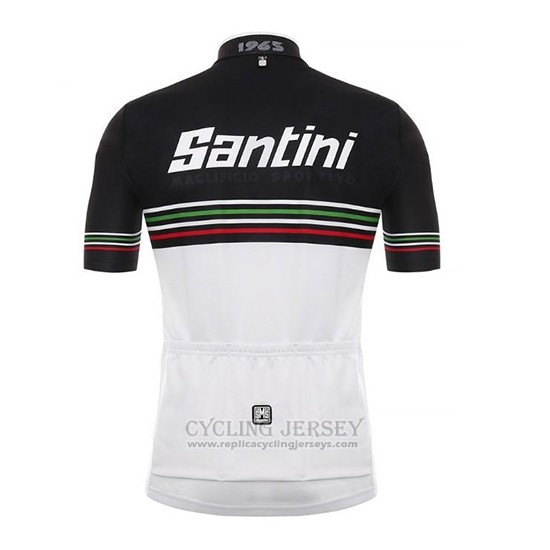 2018 Cycling Jersey Santini White Black Short Sleeve and Bib Short