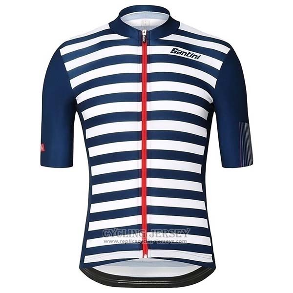 2019 Cycling Jersey Santini Blue White Short Sleeve And Bib Short
