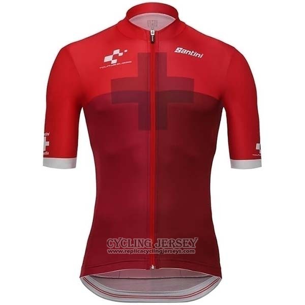 2019 Cycling Jersey Santini Swiss Red Short Sleeve And Bib Short