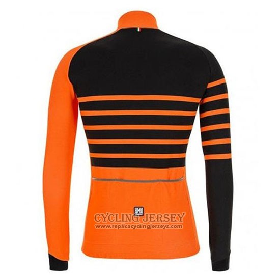 2020 Cycling Jersey Santini Svolta Orange Black Long Sleeve And Bib Tight