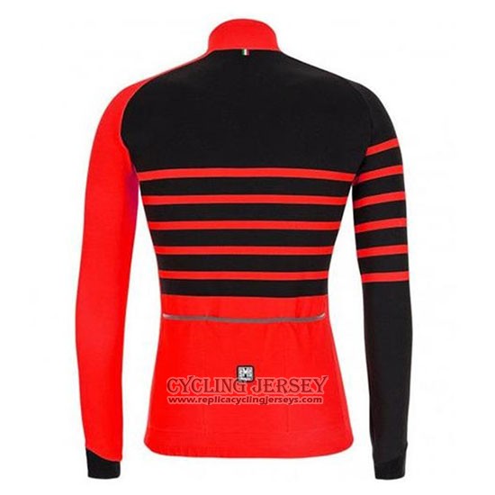 2020 Cycling Jersey Santini Svolta Red Black Long Sleeve And Bib Tight