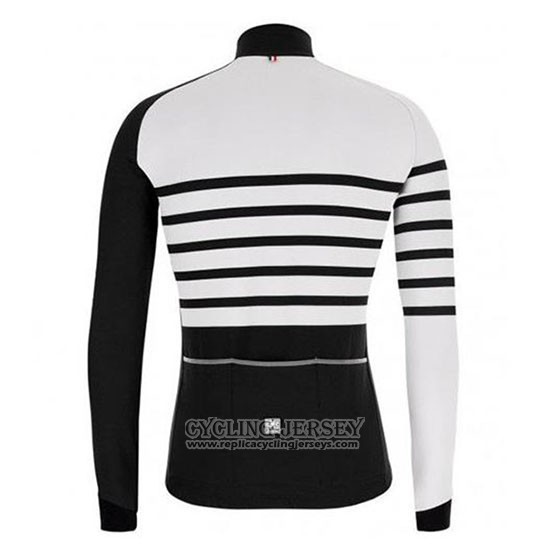 2020 Cycling Jersey Santini Svolta White Black Long Sleeve And Bib Tight
