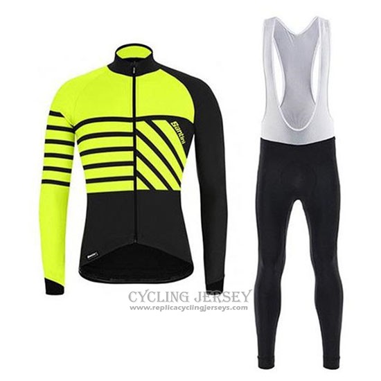 2020 Cycling Jersey Santini Svolta Yellow Black Long Sleeve And Bib Tight