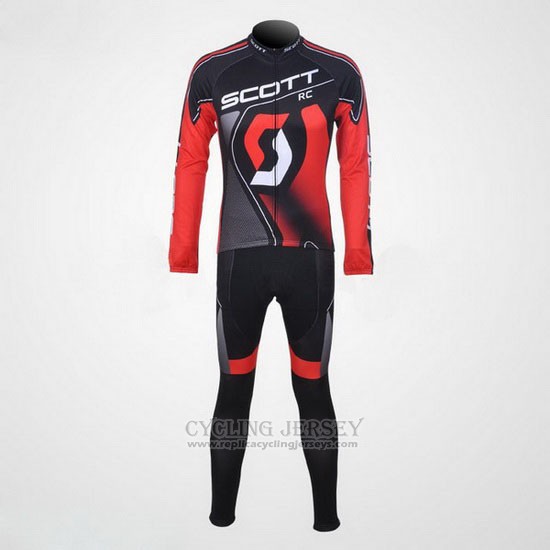 2012 Cycling Jersey Scott Black and Red Long Sleeve and Bib Tight