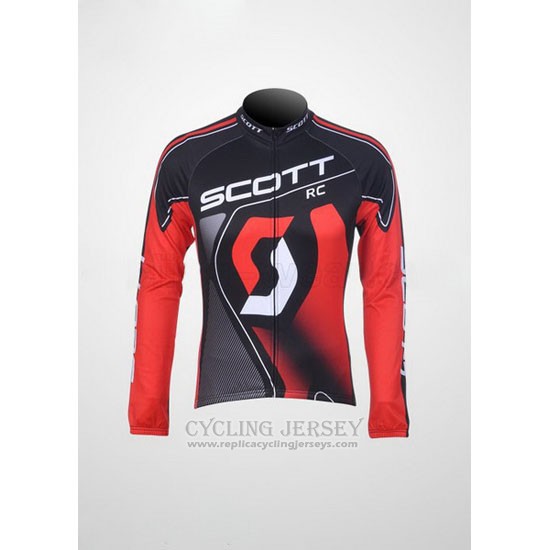 2012 Cycling Jersey Scott Black and Red Long Sleeve and Bib Tight