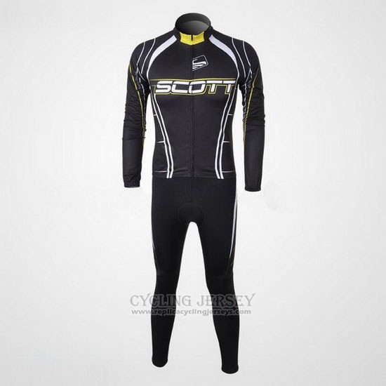 2012 Cycling Jersey Scott Black and White Long Sleeve and Bib Tight
