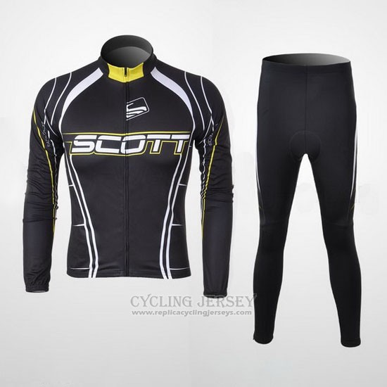 2012 Cycling Jersey Scott Black and White Long Sleeve and Bib Tight