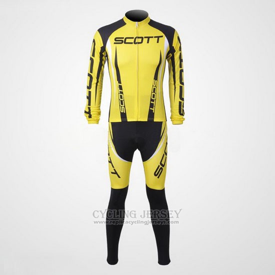 2012 Cycling Jersey Scott Black and Yellow Long Sleeve and Bib Tight