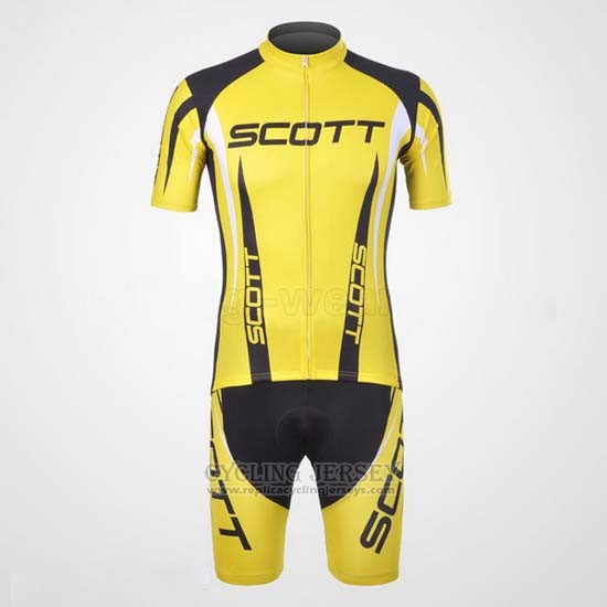 2012 Cycling Jersey Scott Black and Yellow Short Sleeve and Bib Short
