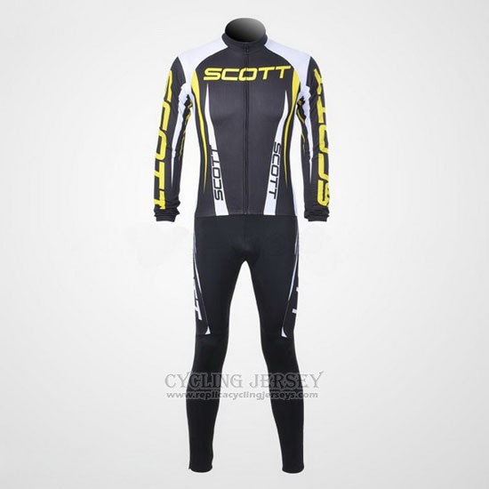 2012 Cycling Jersey Scott Gray and Yellow Long Sleeve and Bib Tight