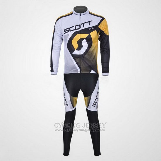 2012 Cycling Jersey Scott White Long Sleeve and Bib Tight