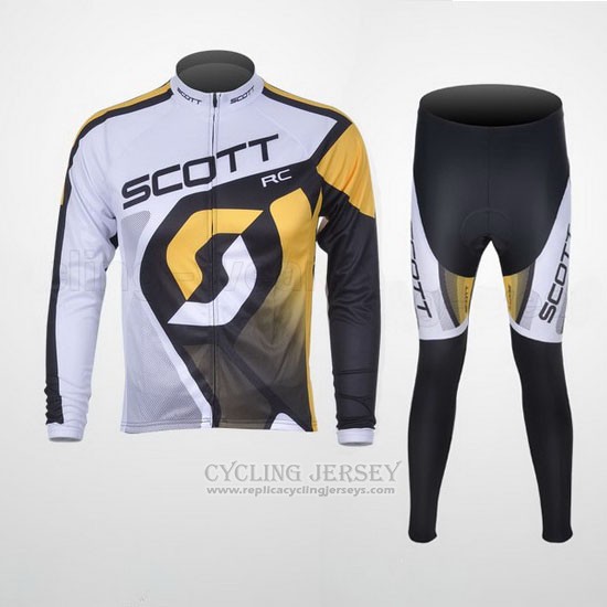 2012 Cycling Jersey Scott White Long Sleeve and Bib Tight