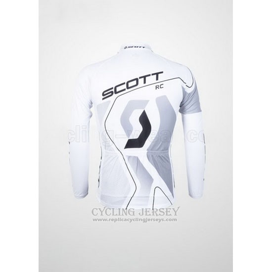 2012 Cycling Jersey Scott White and Gray Long Sleeve and Bib Tight