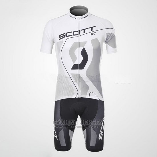2012 Cycling Jersey Scott White and Gray Short Sleeve and Bib Short