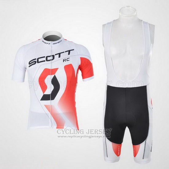 2012 Cycling Jersey Scott White and Red Short Sleeve and Bib Short