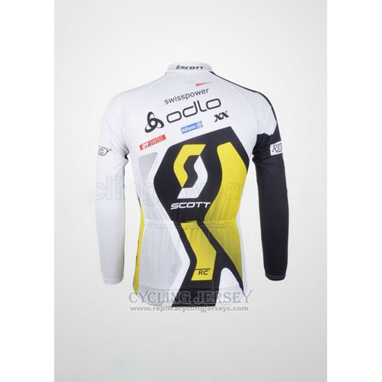2012 Cycling Jersey Scott White and Yellow Long Sleeve and Bib Tight
