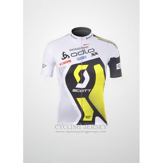 2012 Cycling Jersey Scott White and Yellow Short Sleeve and Bib Short