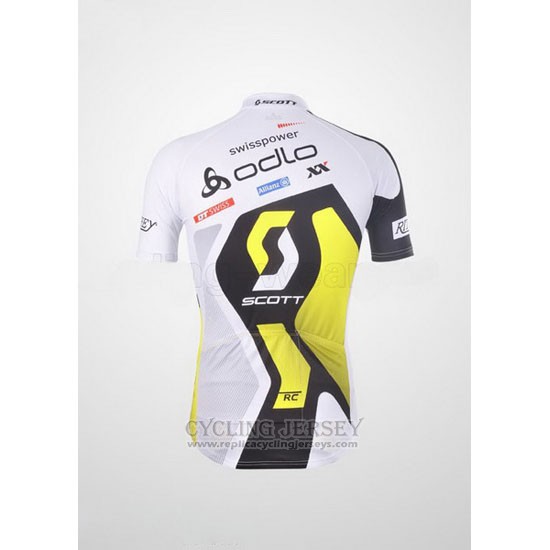 2012 Cycling Jersey Scott White and Yellow Short Sleeve and Bib Short