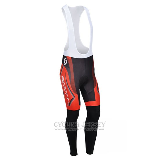2013 Cycling Jersey Scott Black and Red Long Sleeve and Bib Tight