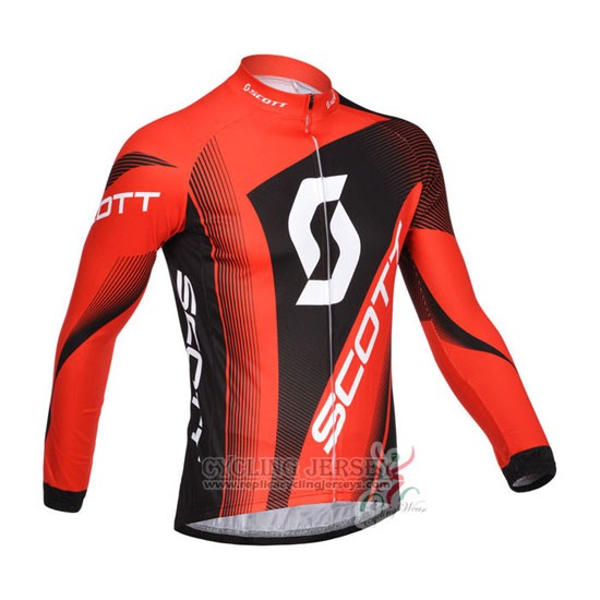 2013 Cycling Jersey Scott Black and Red Long Sleeve and Bib Tight