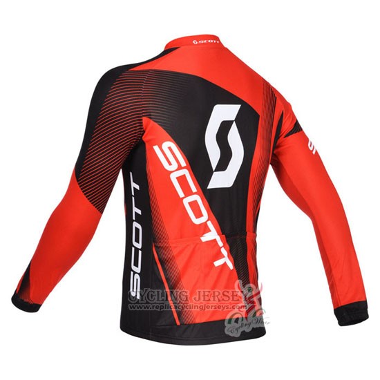 2013 Cycling Jersey Scott Black and Red Long Sleeve and Bib Tight