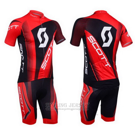 2013 Cycling Jersey Scott Black and Red Short Sleeve and Bib Short