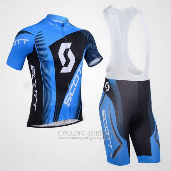 2013 Cycling Jersey Scott Bluee and Black Short Sleeve and Bib Short