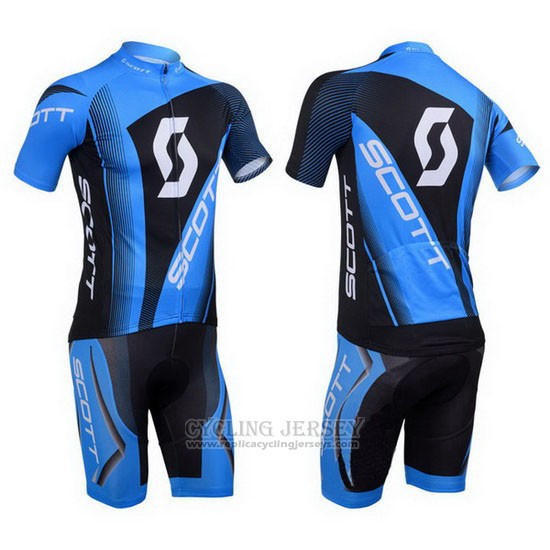 2013 Cycling Jersey Scott Bluee and Black Short Sleeve and Bib Short