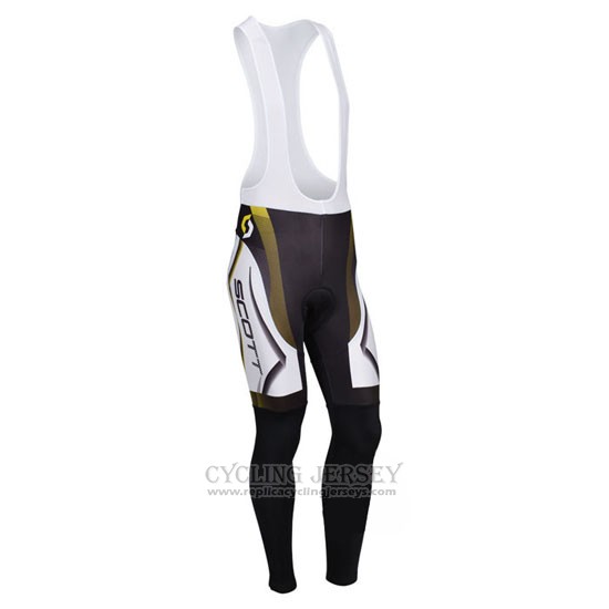 2013 Cycling Jersey Scott White and Black Long Sleeve and Bib Tight