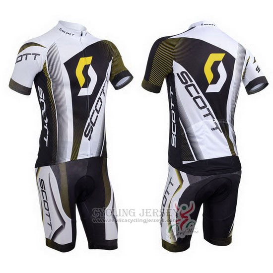 2013 Cycling Jersey Scott White and Black Short Sleeve and Bib Short