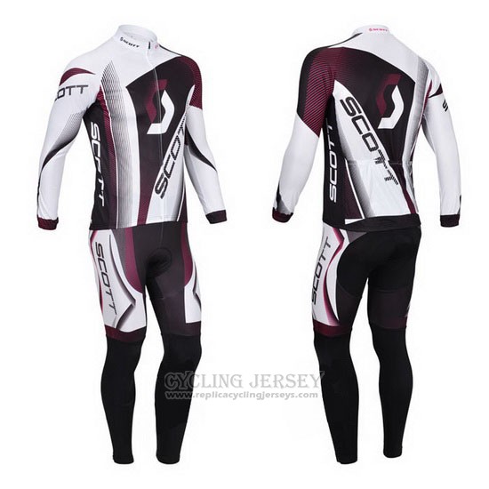 2013 Cycling Jersey Scott White and Fuchsia Long Sleeve and Bib Tight