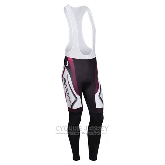 2013 Cycling Jersey Scott White and Fuchsia Long Sleeve and Bib Tight