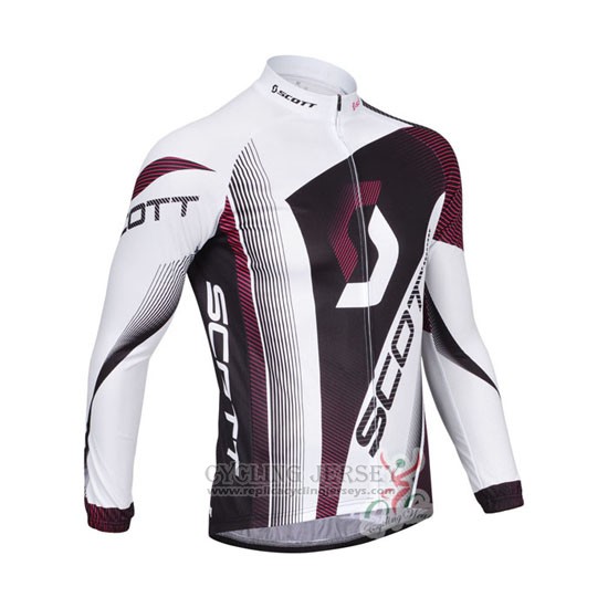 2013 Cycling Jersey Scott White and Fuchsia Long Sleeve and Bib Tight