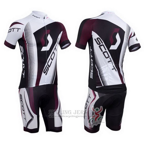 2013 Cycling Jersey Scott White and Fuchsia Short Sleeve and Bib Short