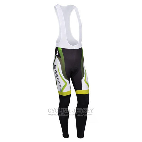 2013 Cycling Jersey Scott White and Yellow Long Sleeve and Bib Tight