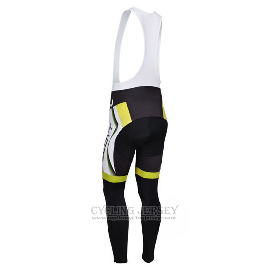 2013 Cycling Jersey Scott White and Yellow Long Sleeve and Bib Tight