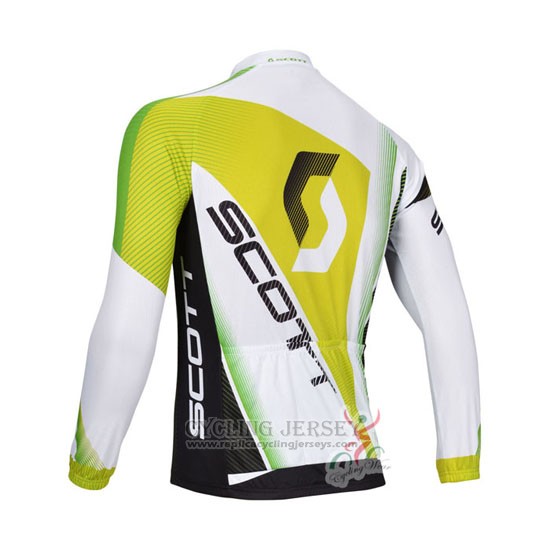 2013 Cycling Jersey Scott White and Yellow Long Sleeve and Bib Tight