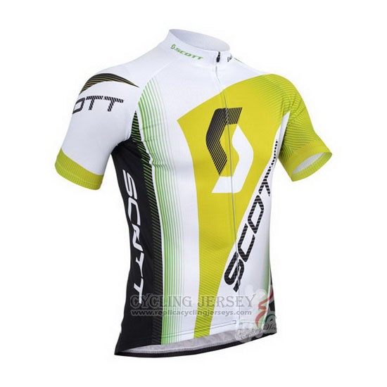 2013 Cycling Jersey Scott White and Yellow Short Sleeve and Bib Short
