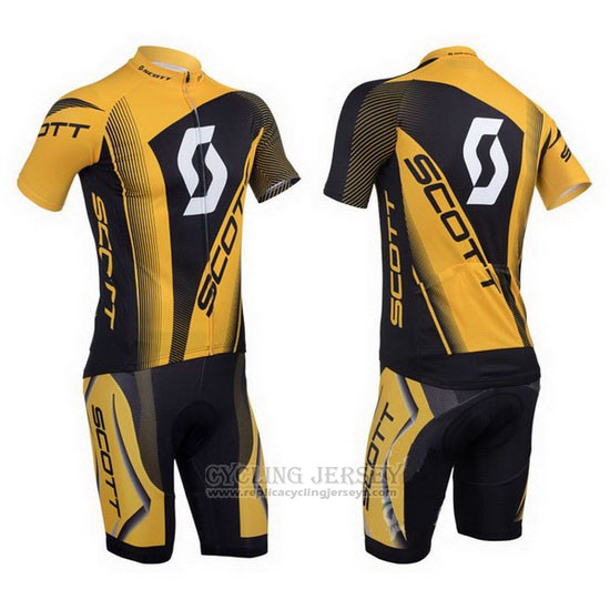 2013 Cycling Jersey Scott Yellow and Black Short Sleeve and Bib Short
