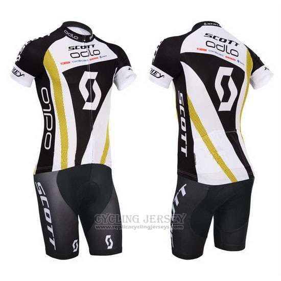 2014 Cycling Jersey Scott Black and White Short Sleeve and Bib Short